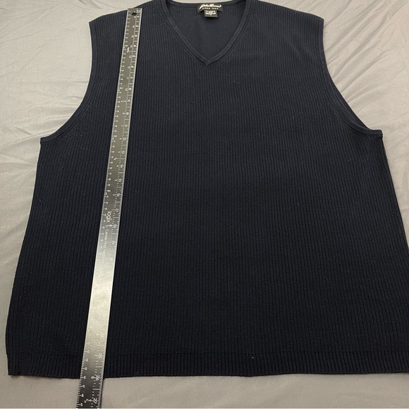 Eddie Bauer Mercerized Cotton Ribbed Cardigan Sweater Vest Black Men’s Size L - Picture 4 of 5